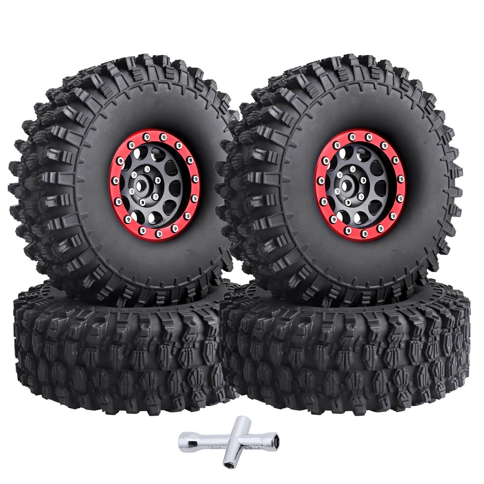 

12mm Hex 1.9 Beadlock Wheels Tires OD 120mm / 4.72 inch for 1:10 RC Crawler Axial SCX10 90047 SCX10 II 90046 SCX10 III TRX-4