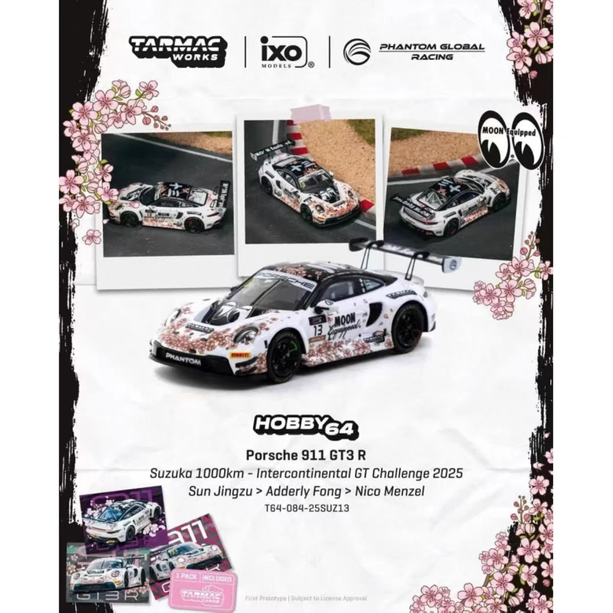 Tarmac Works TW 1:64 Porsche 911 GT3 R Suzuka 1000km - Intercontinental GT Challenge 2025 Alloy Die Cast Car Model Collection