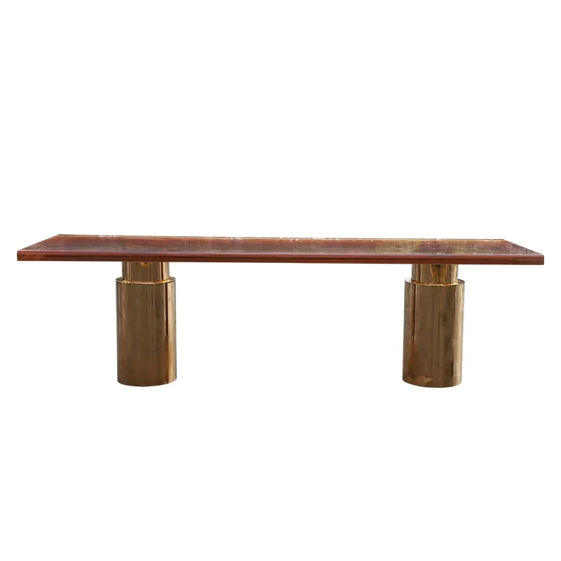 

Table Solid wood desk, resin glacier crystal