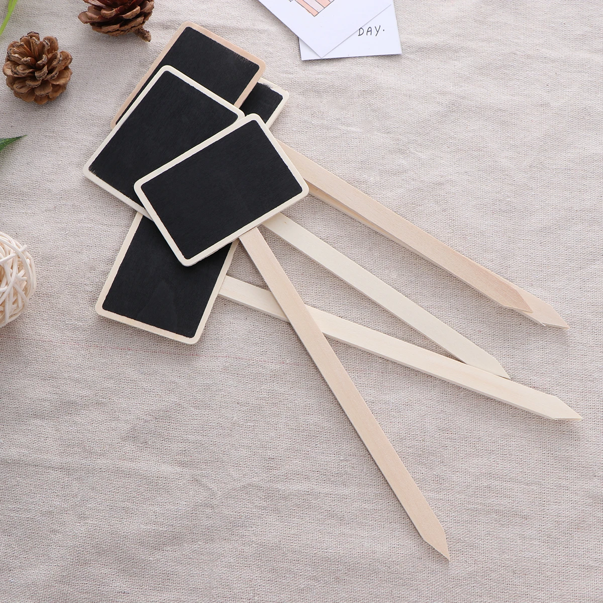 

20Pcs Mini Chalkboard Picks Wooden Boxwood Garden Plant Tags Creative Wedding Table Number Blackboard Signs