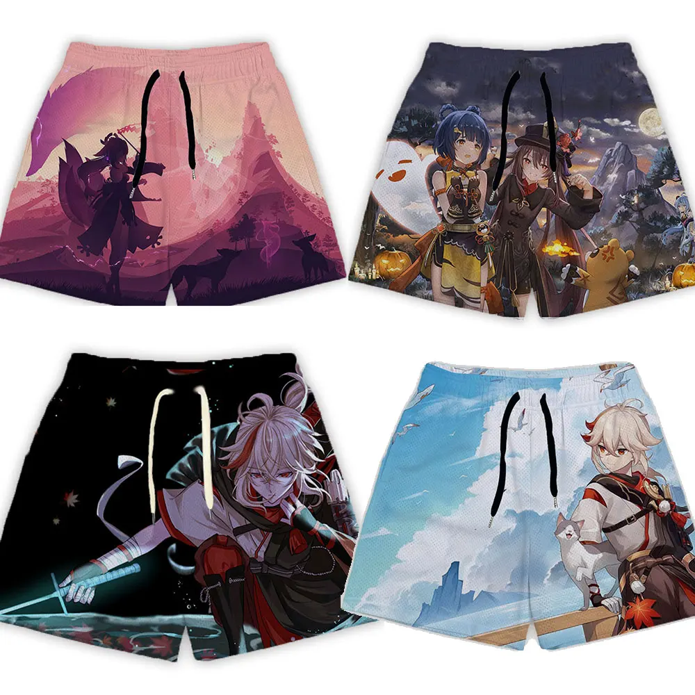 Anime Genshin Impact Beach Shorts Loose Oversized 6XL Quick Drying Mesh Short Pants Casual Sport Gym Jogging Shorts