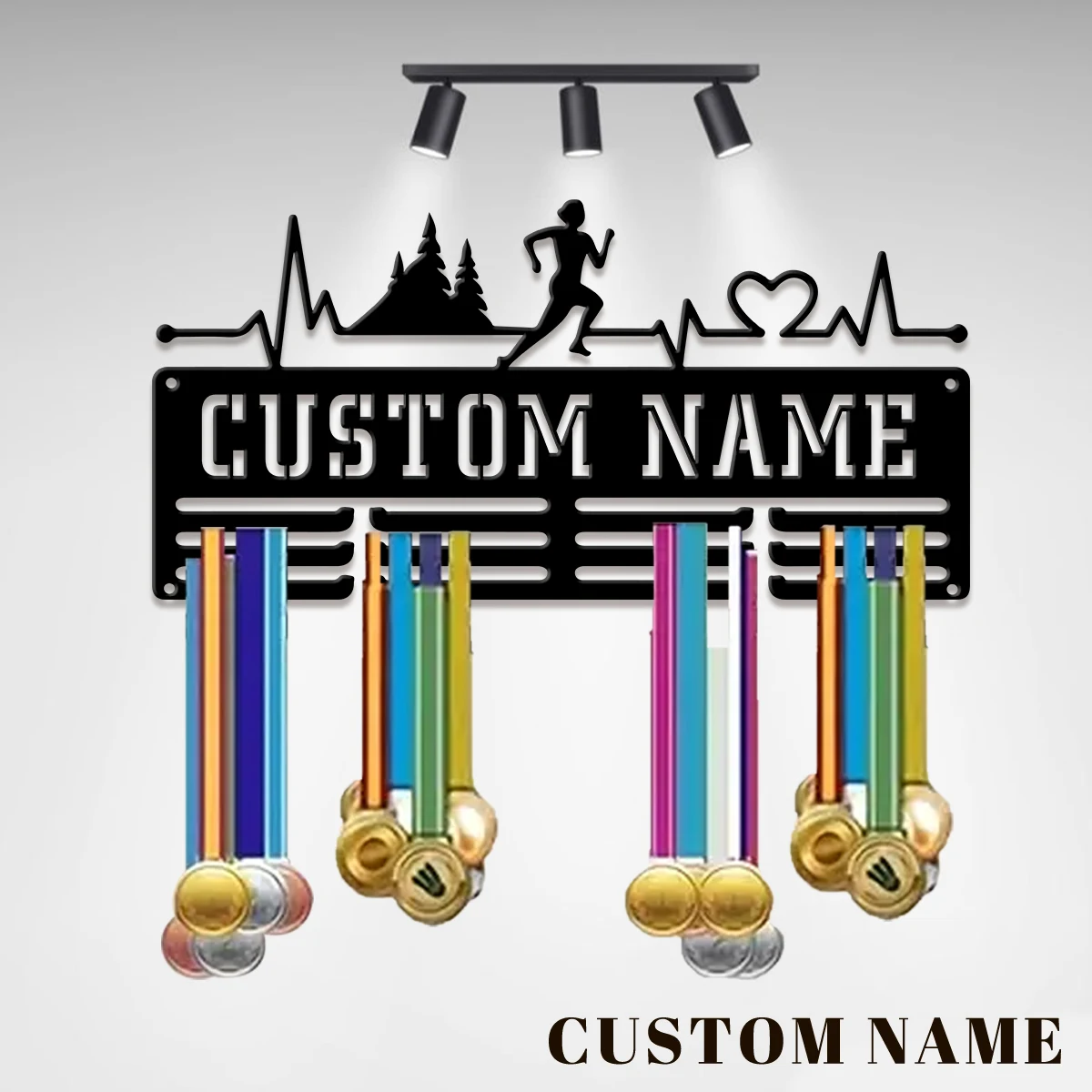 Custom Marathon Sports Metal Medal Display Rack, Valentine's Gift, for Room Decor, Suitable for Basketball, Football Exercise