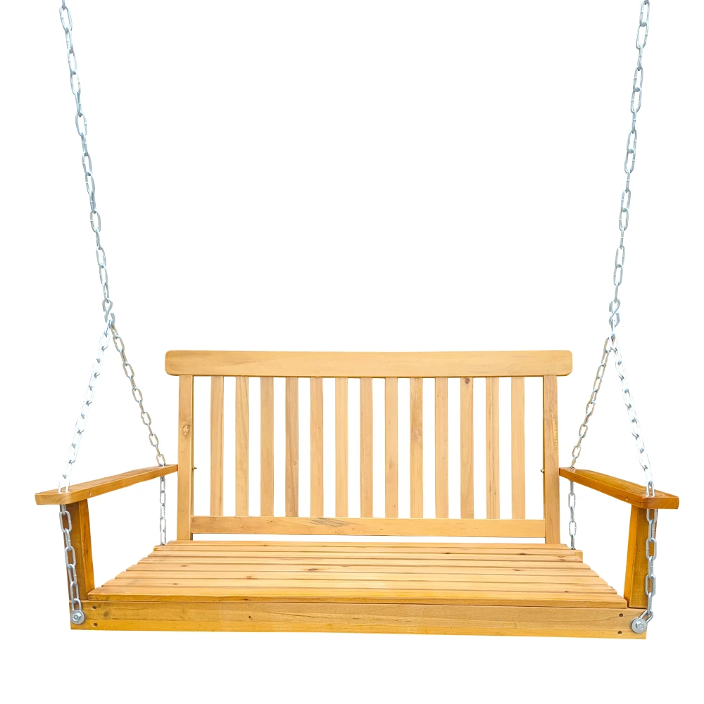 

Front Porch Swing with Armrests, Wood Bench Swing with Hanging Chains,for Outdoor Patio ,Garden Yard, porch, backyard or sunroom
