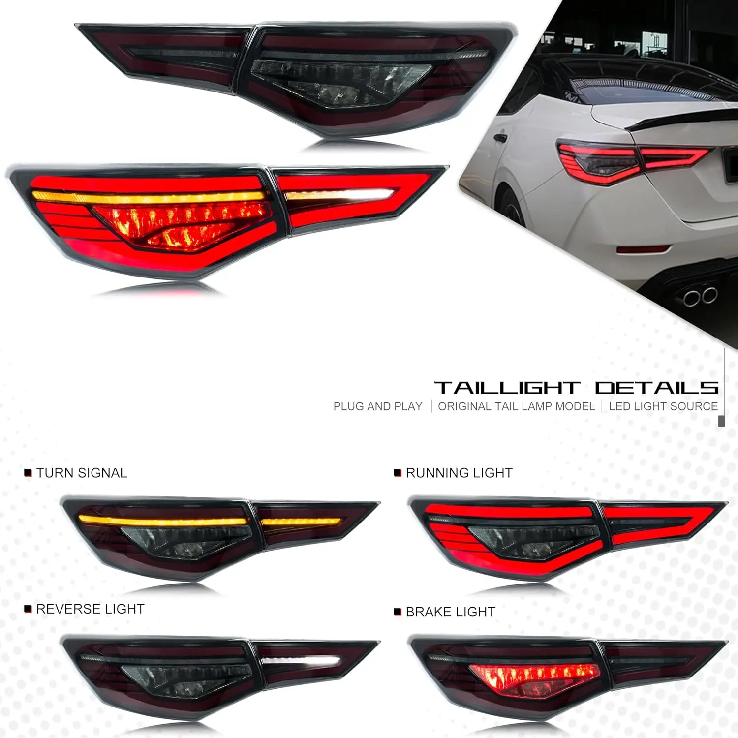 LED Tail Lights for Nissan Sentra Sylphy 2020 2021 2022 2023 B18 SV SR Sequential Signal Start-up Animation Rear Lamps