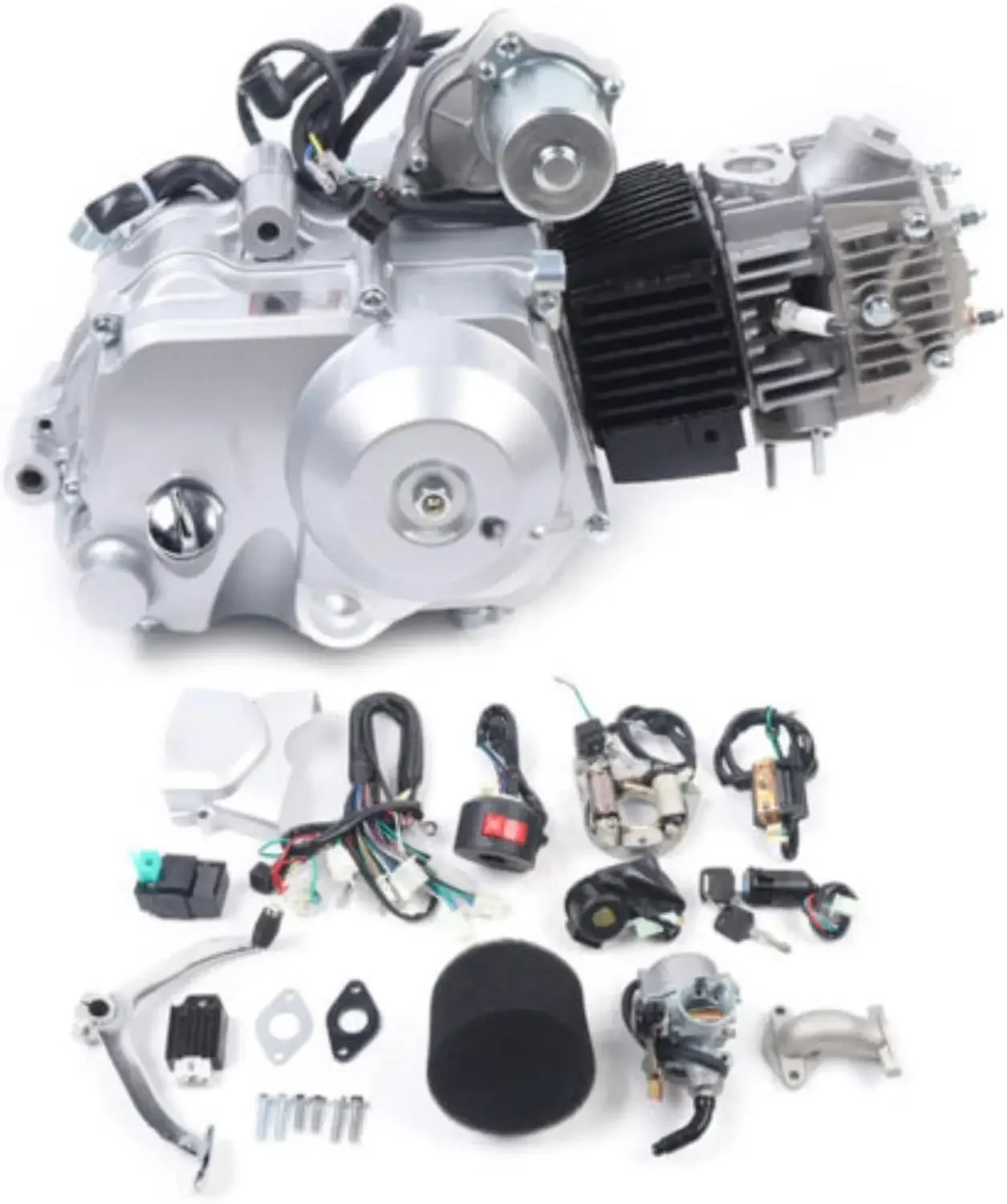 

125CC 4 Stroke Semi Auto Engine Motor Kit Electrical Start for ATV Quad Go Karts Bike Buggy, 3 Speed Engine Motor Reverse Electr
