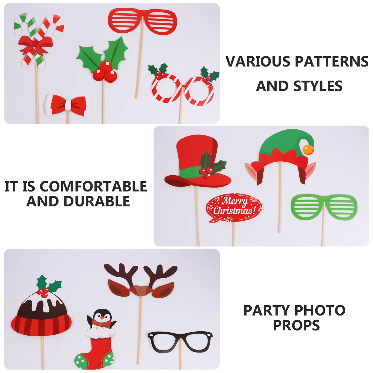 

64 PCS KTV Party Props Xmas Photo Holding Stick Accessories Supplies Lightweight