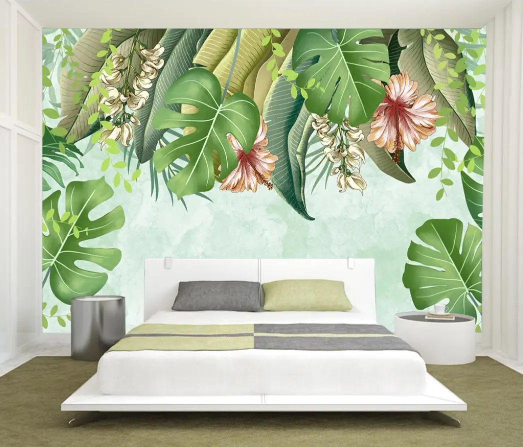 Custom Wall Mural Wallpaper Modern hand drawn warm small fresh floral rose modern background wall wallpapers home decor