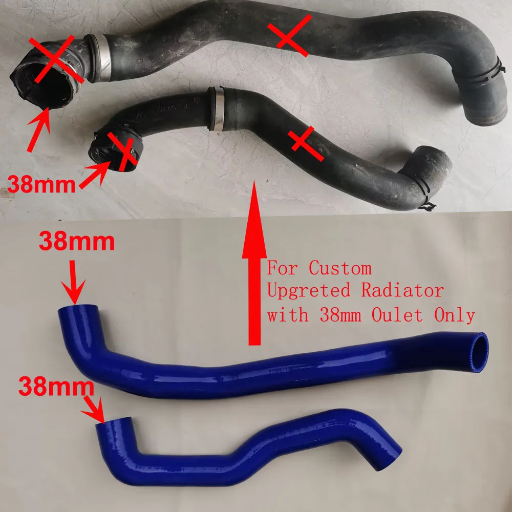 Custom Radiator Coolant Hose Fit Updated Radiator With 38mm Oulets For Porsche Cayenne Turbo S 4.8L V8 D5V,D5Z 2008 2009 2010