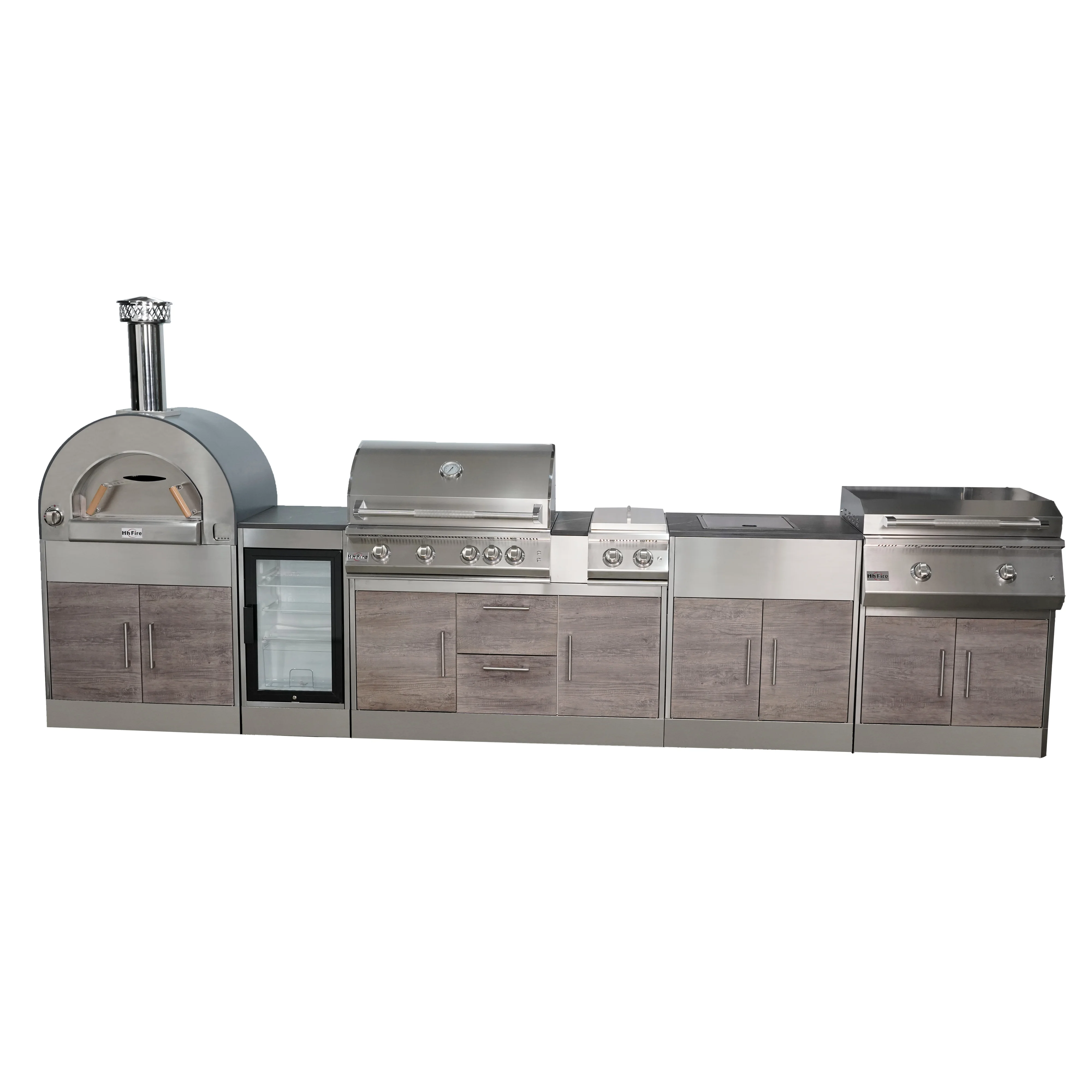 BBQ Island Outdoor Kitchen Grill Black Powder Coating Outdoor Kitchen Island
