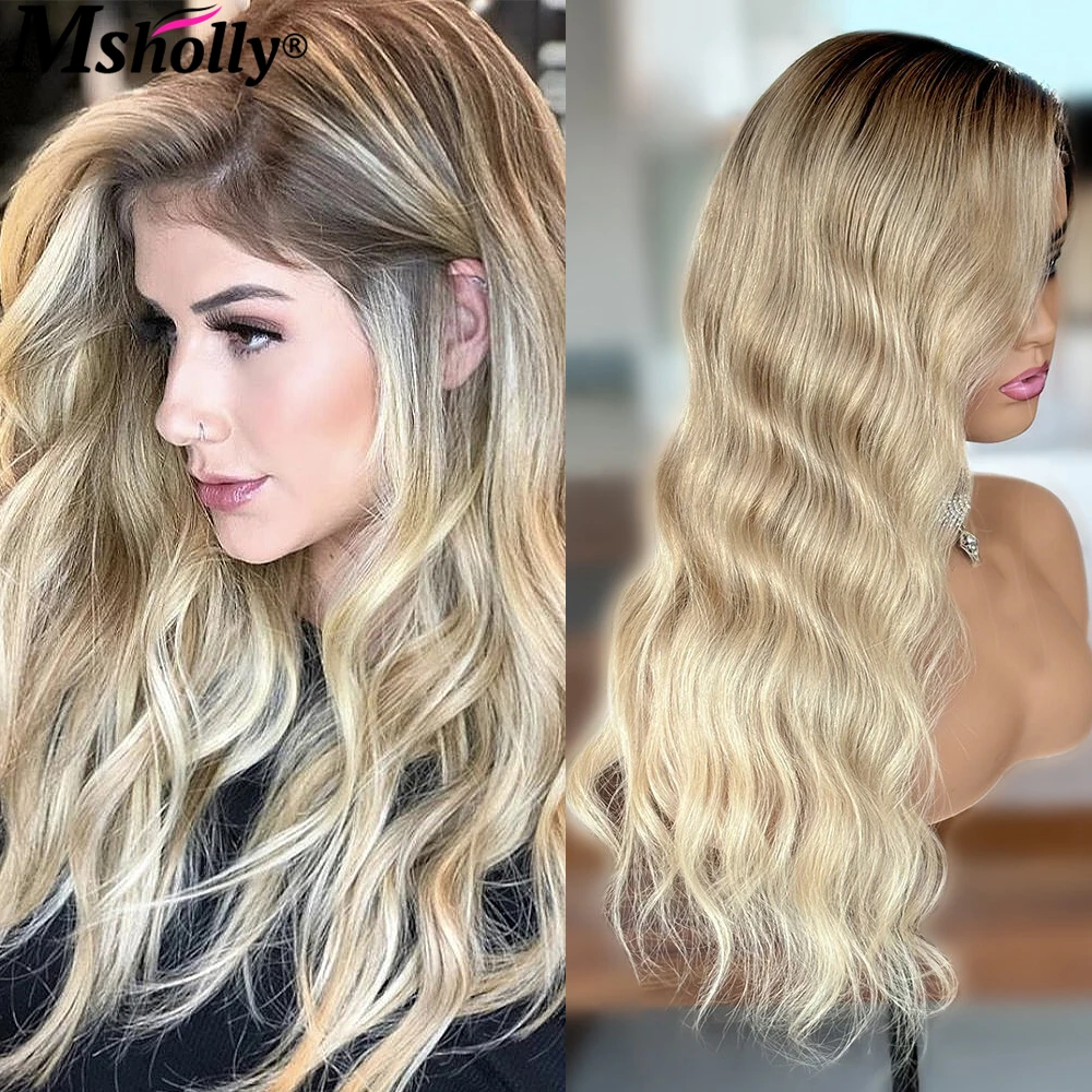 

Balayage Ombre Highlight Honey Blonde Lace Front Remy Human Hair Wigs Pre Plucked Natural Hairline Wig Human Hair With Baby Hair