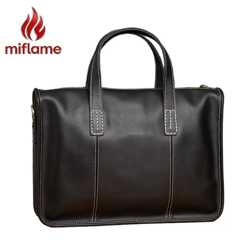 

Luxury Men's Handbag Purse Vintage Genuine Top Grain Leather Horizontal for business Casual Office Laptop Document