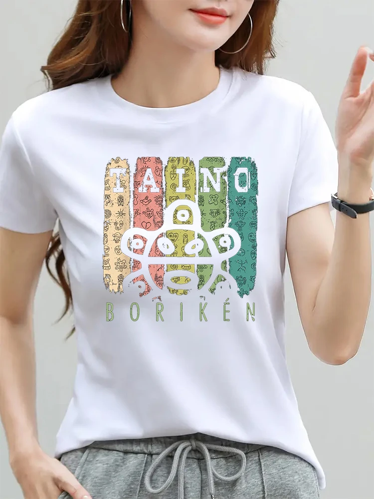 Taino Boriken Vintage Sonne Puerto Rico Taina Boricua Dad T-shirts Graphic T Shirts Tees Summer Tops Women Short Tshirts Tees