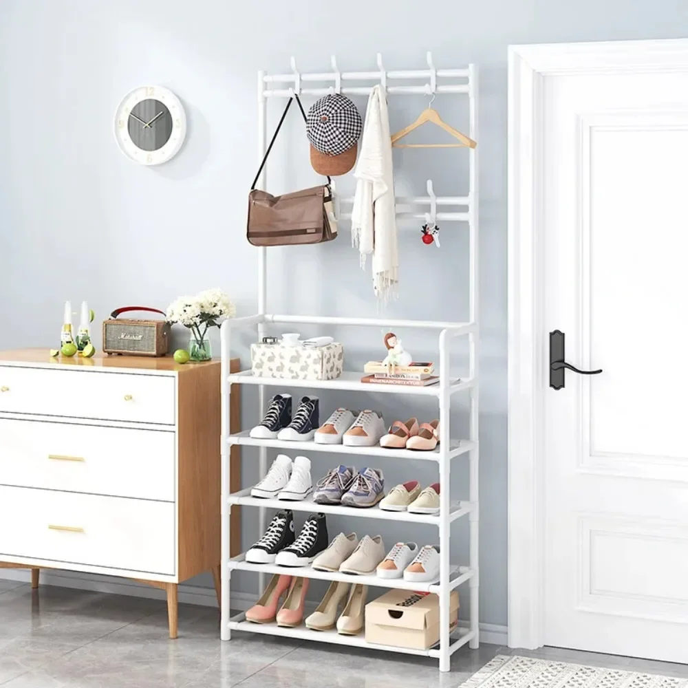 Multi-Layer Shoe Rack Coat Rack Storage Doorway Shoe Shelf DIY Clothes Hanger Clothing Drying Home Dorm Balcony Hall Furniture