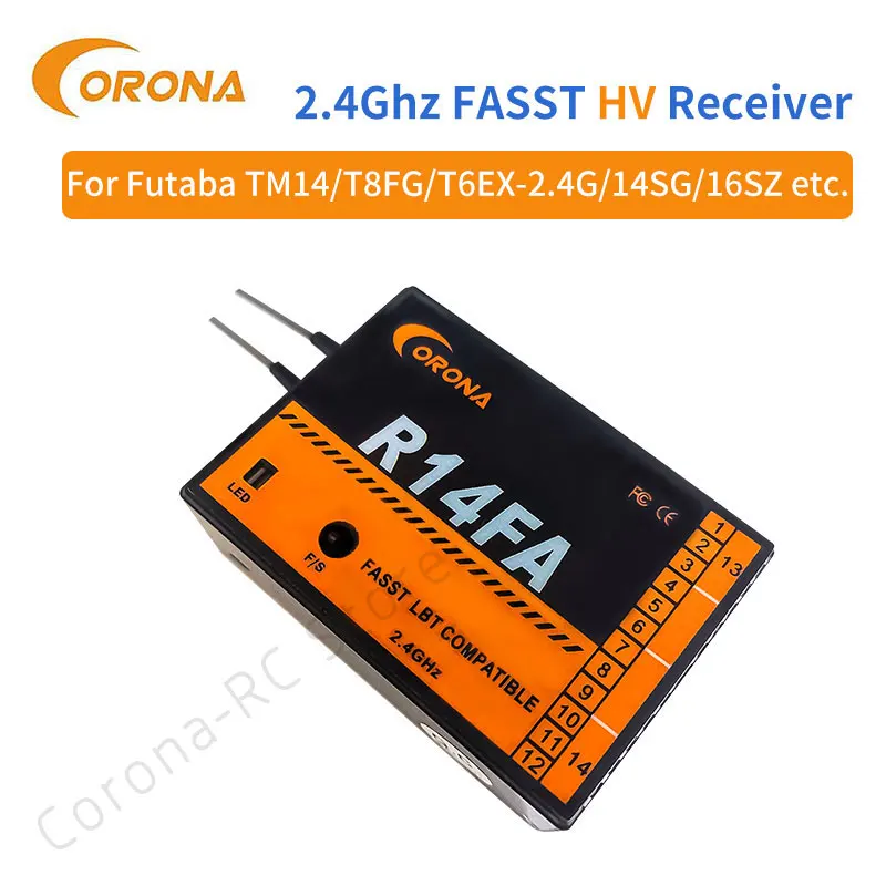 

R14FA 2.4Ghz FUTABA FASST Compatible Receiver 10C 12FG 14SG 16SZ 16SG 18SZ For RC Model Airplane