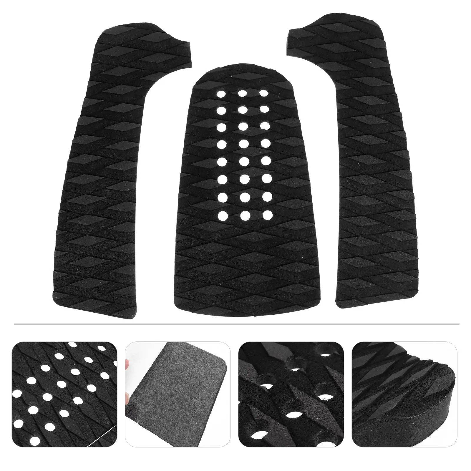 

3Pcs Surfboard Traction Pads Eva Deck Grips Super Grippy Adhesive Stomp Pads for Surfboard Tail Maximum Grip Surfing Supplies