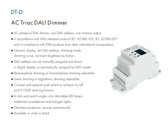 100-240VAC Triac DALI Dimmer DT-D 150-360W a Dim e Switch lampada dimmerabile monocolore lampada tradizionale a incandescenza