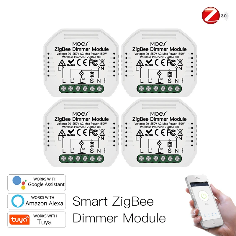 

Tuya ZigBee 3.0 Mini DIY Smart Dimmer Switch Module 1/2 Way Smart Home Control Hub Required Smart Life App Alexa Google Home