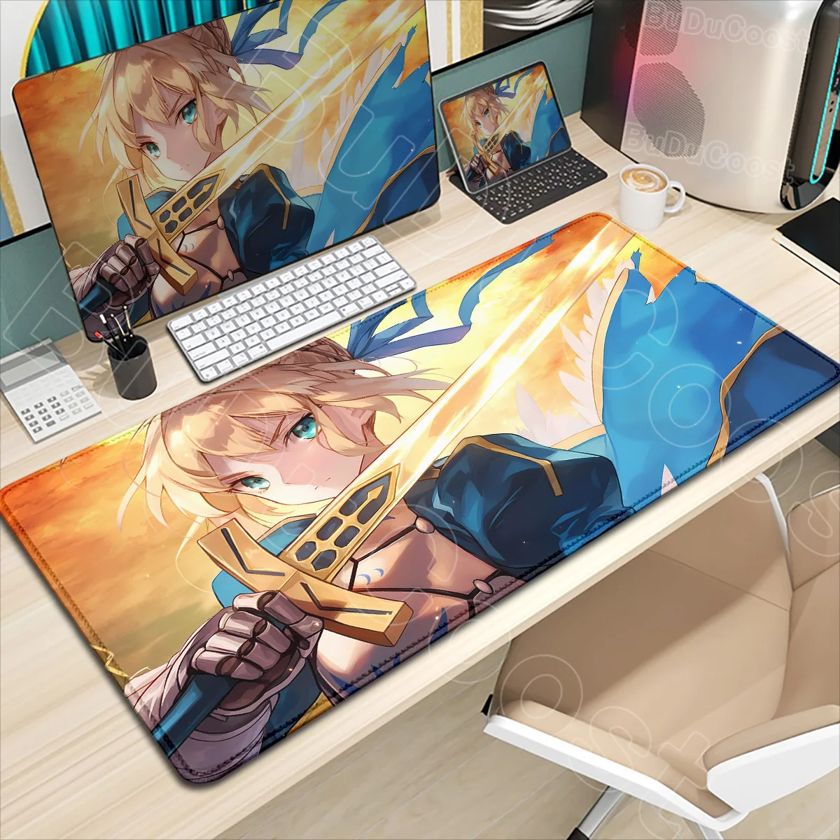 New HD Printing Mousepad Anime Fate Saber Alter Keyboard Pad Laptop Carpet Accessory Computer PC Gaming Mouse Pad Large Desk Mat