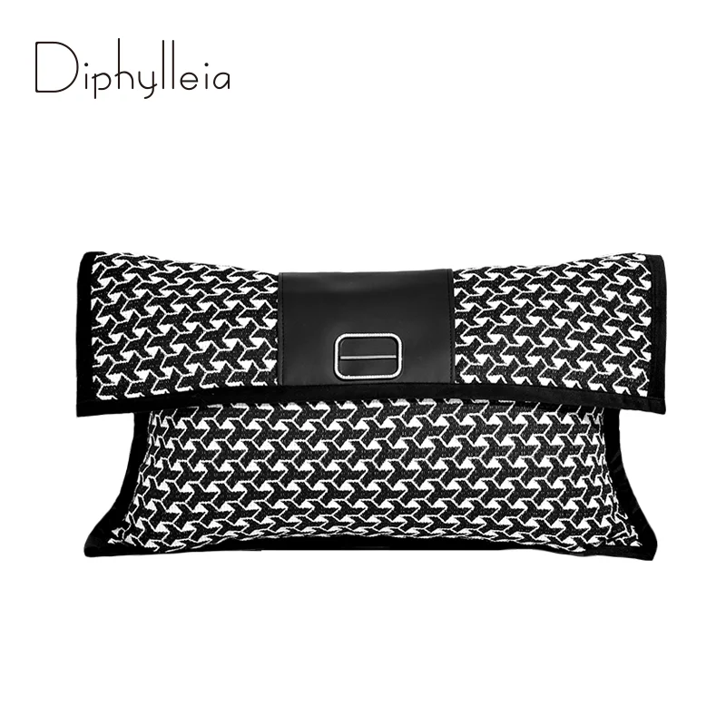 Diphylleia Luxury Envelope Pillowcase Black And White Modern Geometry Pattern Jacquard Cushion Cover 30x50 For Sample Room Villa