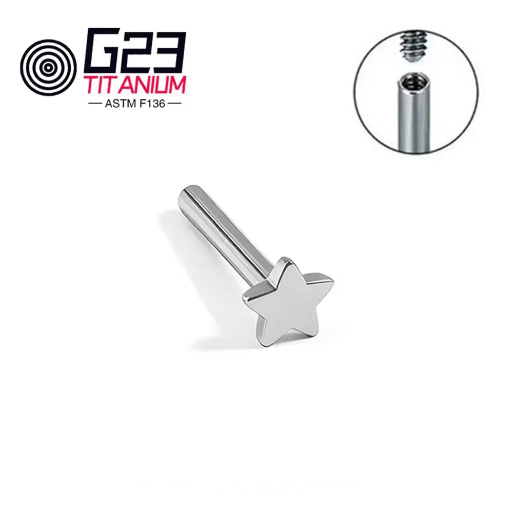 10/50/100PCS G23 Titanium Piercing Stud Earring Rod Internally Threaded Sart Heart Base 16G Ear Stud Bar Piercing Jewerly