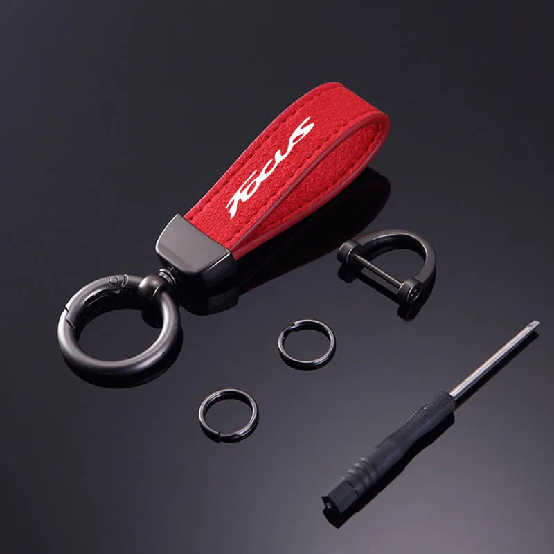 New Women Men Luxury Car KeyRing Suede Leather Car Keychain Accessories For Ford Focus Logo MK1 MK2 MK3 MK4 Fiesta Ranger