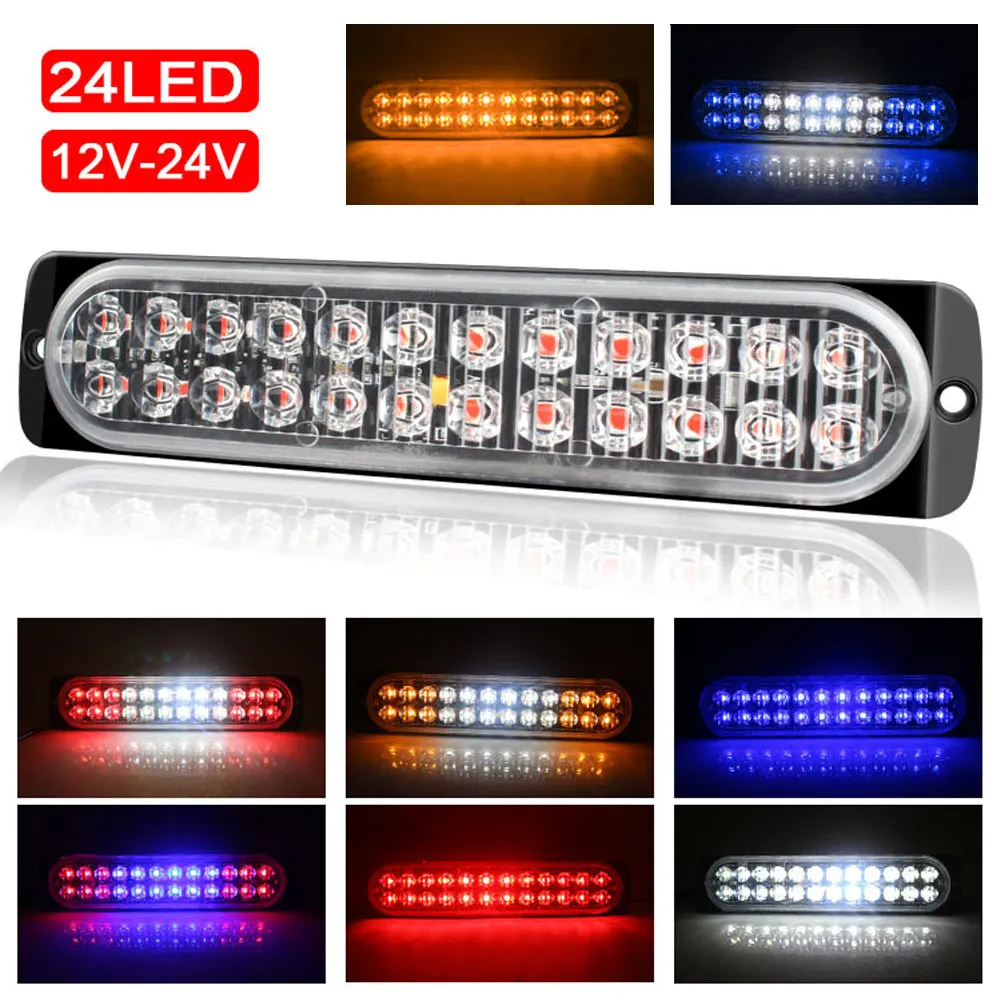 24LEDs Warning Light Explosive Flash Light Cargo Light Side Light Policy Lights Strobe Light For Car Emergency Signal Lamps