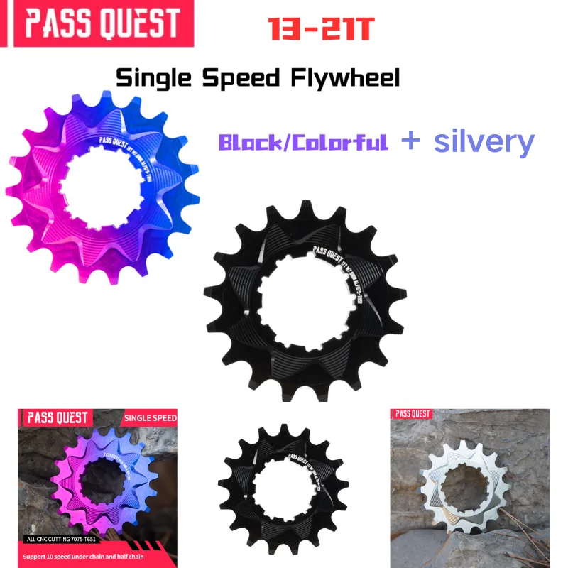 PASS QUEST Dirt bike Street car Flywheel Single speed aluminum alloy flywheel for 9 speed 10 speed chain 9 RPM 1 forshimano