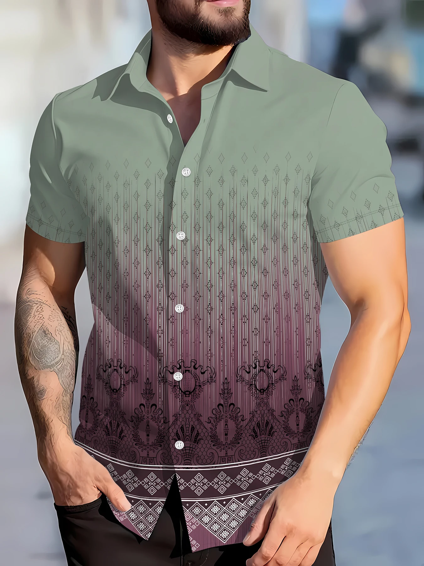 2026 Summer Men's Shirt - 3D Printed Design Breathable and Sweat-Wicking Casual and Fashionable Men's Clothing