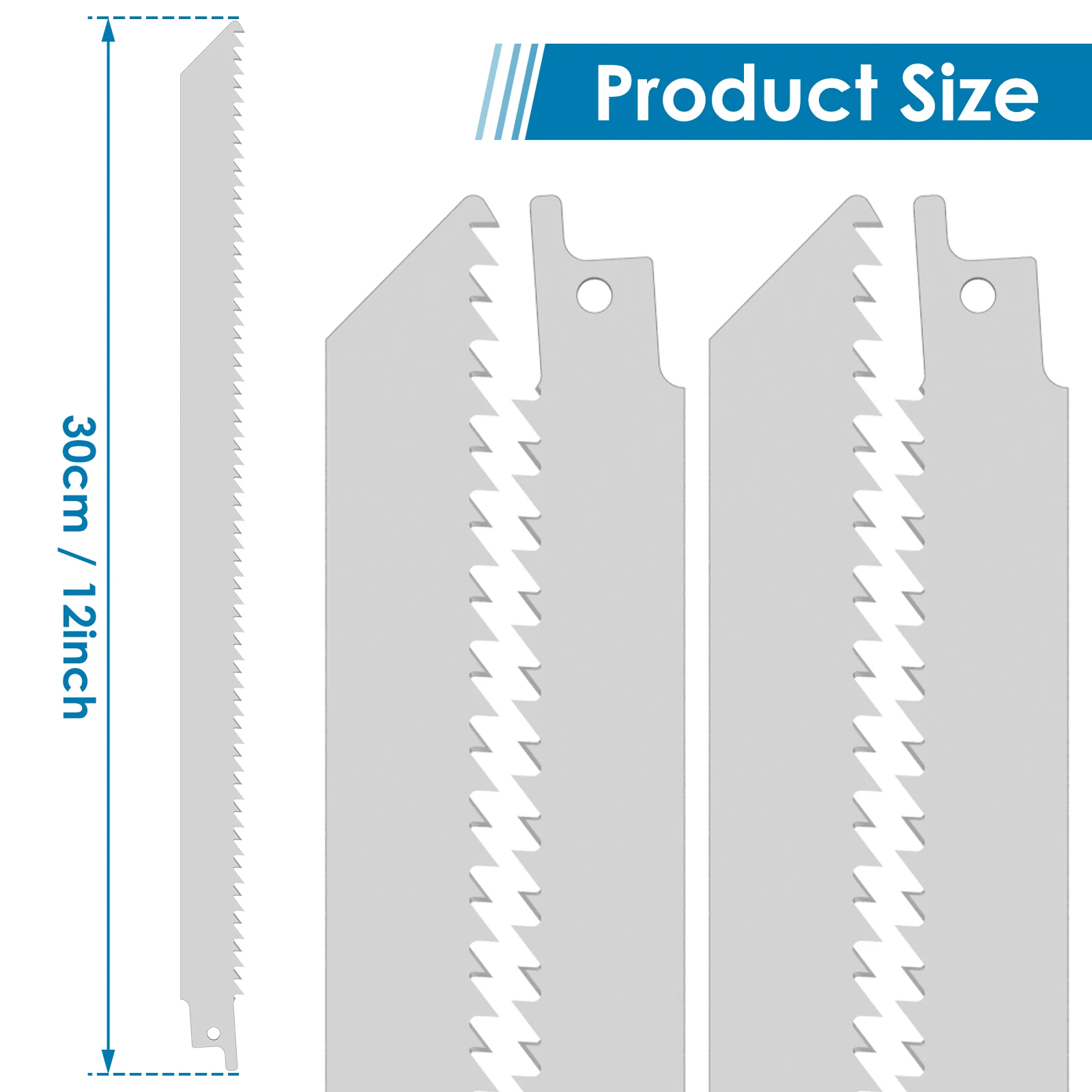 6Pcs Reciprocating Saw Blades for Cutting Bone Frozen Beef Meat Wood Blade 12inch 6TPI Reciprocating Stainless Steel Saw Blade