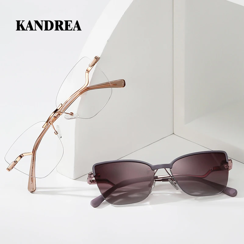

KANDREA безрамочные модные женские солнцезащитные очки в оправе для водителя, модные поляризационные оптические очки для близорукости, поляризационные очки по рецепту 85019