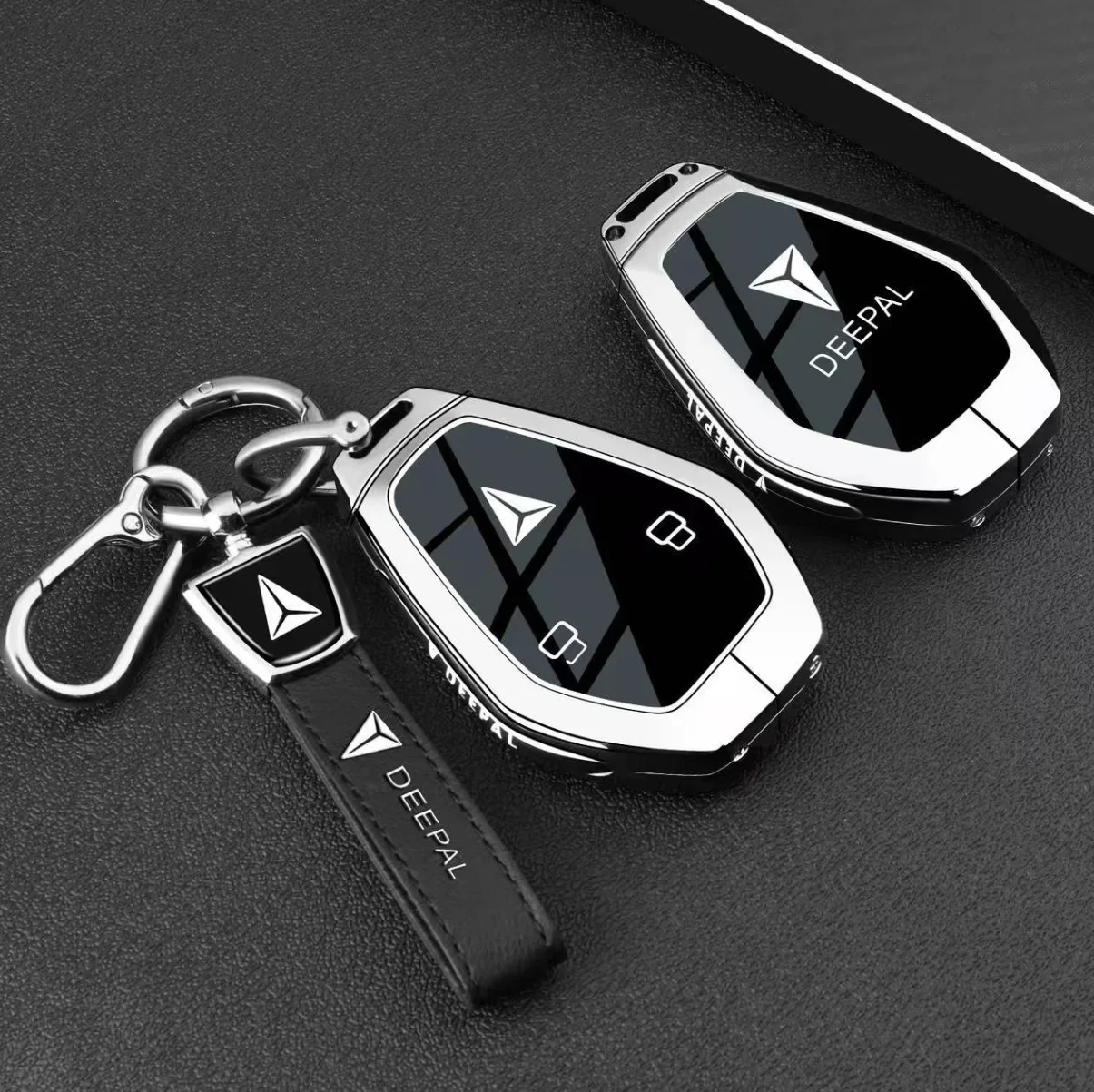 

Car Zinc Alloy Leather Remote Control Fob Key Case Cover Holder Chain For Changan Deepal S07 L07 2026 Auto Interior Accessories