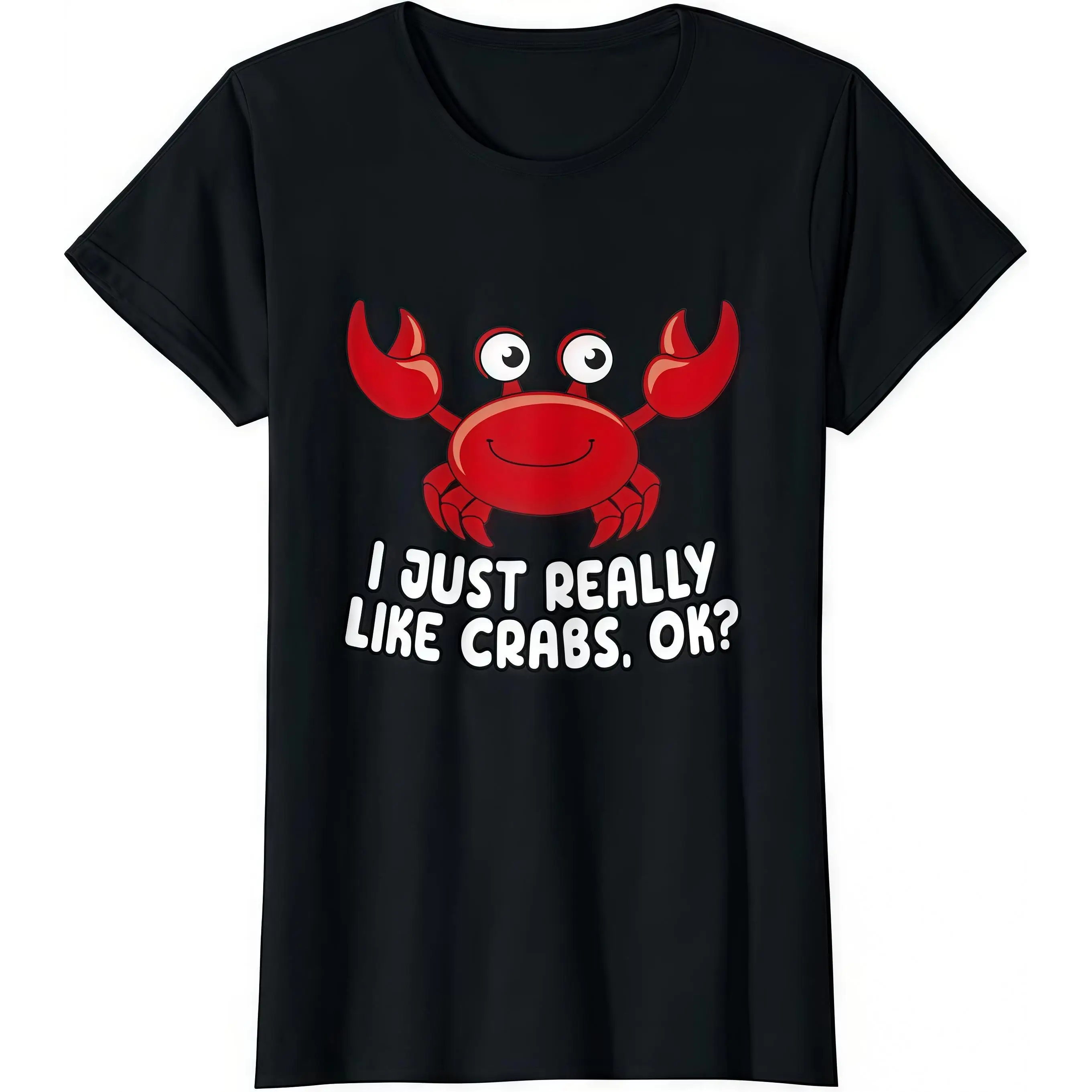 

Women's Funny Crab T-Shirt "I Just Really Like Crabs. OK" Seafood Lover Graphic Tee Cute Marine Animal Gift Top