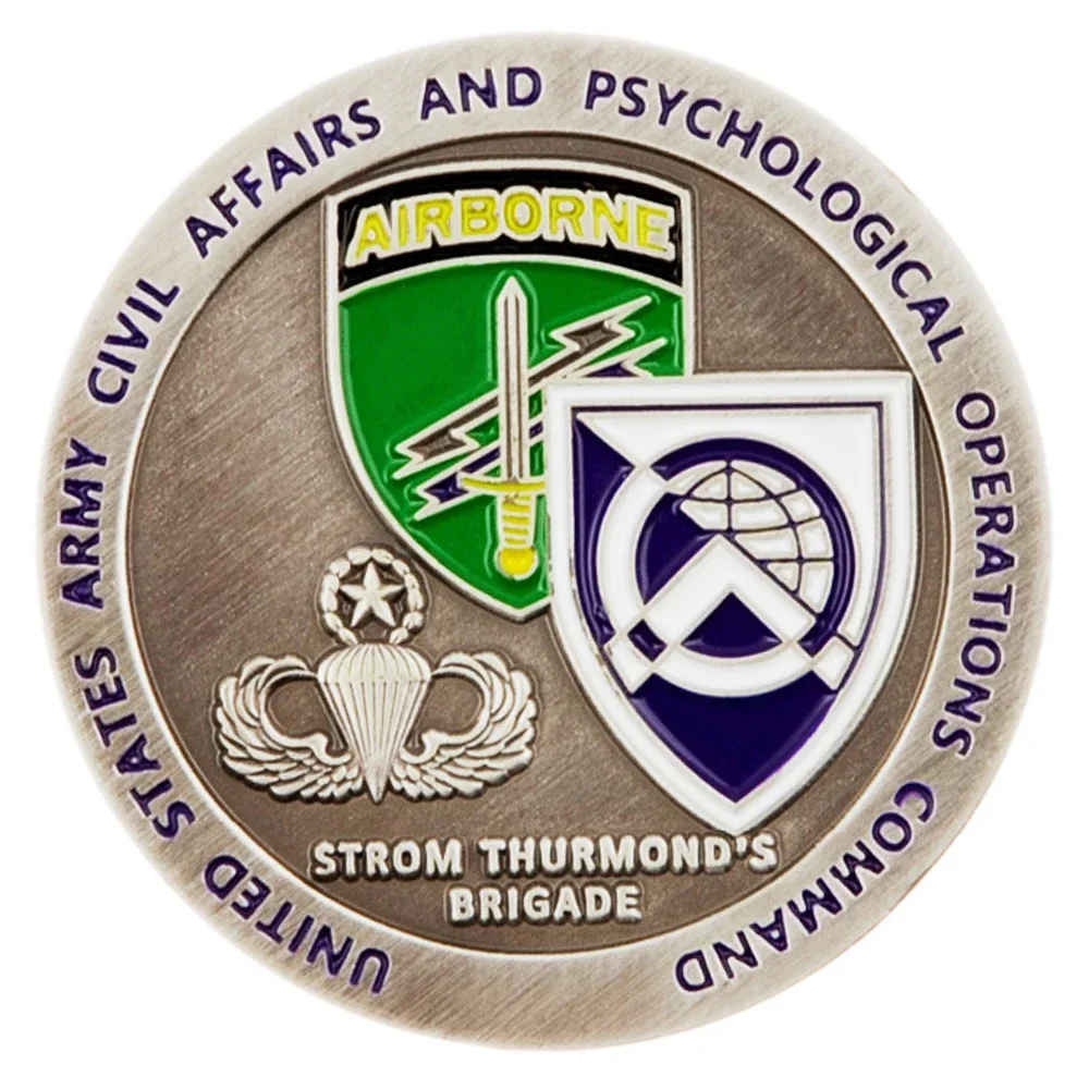 

US AIRBORNE ARMY CIVIL AFFAIRS PSYCHOLOGICAL OPERATIONS CHALLENGE EAGLE BADGE COIN