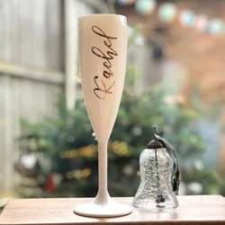 Personalizado champanhe flauta branco prosecco vidro personalizado dama de honra copo de vinho festa acrílico taça da noiva presentes do feriado para ela