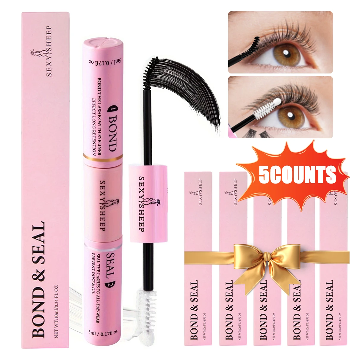Colla e sigillo per ciglia da 5 conteggi Colla e sigillo per ciglia individuali da 10 ml Colla per extension ciglia a tenuta super resistente