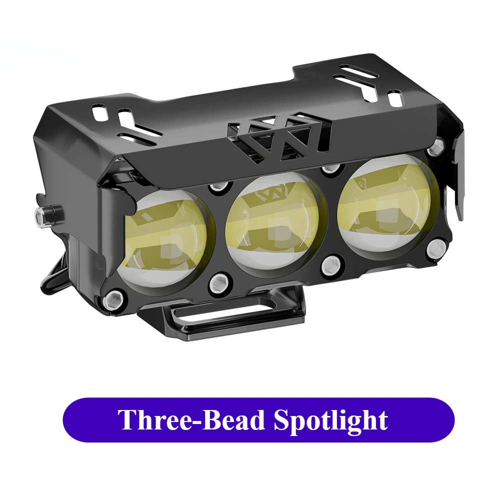 

Motorcycle LED Spotlights 3 Lens Headlamp Auto Lamp Projector Lens Dual Color Fog Work Auxiliary Light