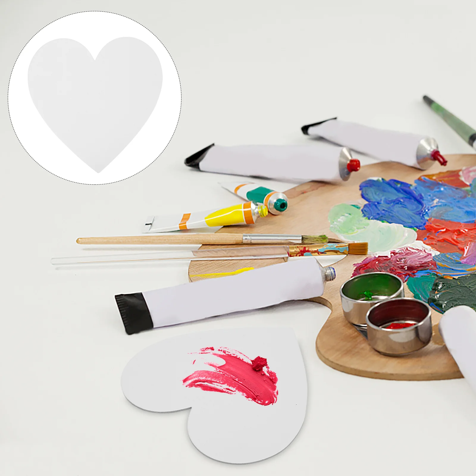 

5 Pcs Heart Shape Cotton Drawing Board Thicken Painting Board Artist Paper Board Oil Paint Canvas Sketchpad (White)