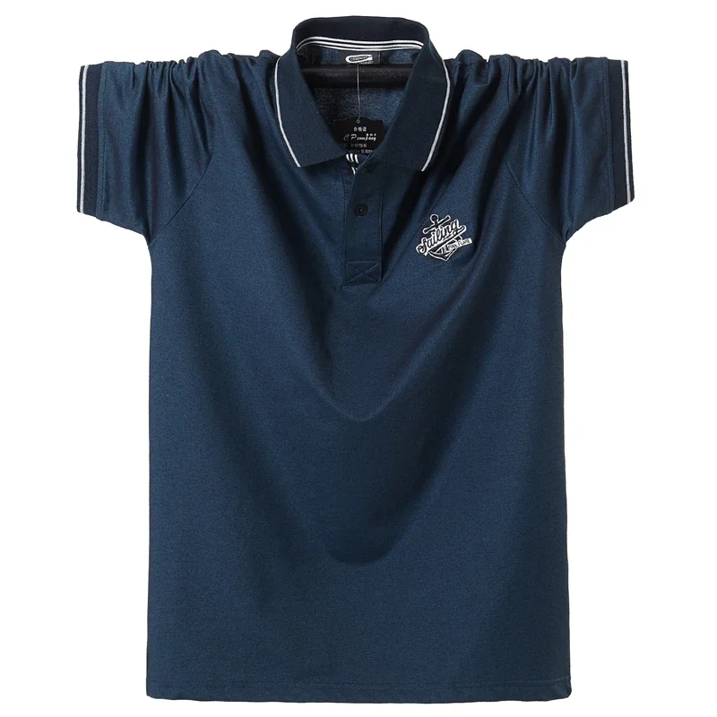 

Summer Men Polo Shirts Pure Cotton Shirts Short Sleeve Solid Polo Shirt Embroidered Emblem Simple Top Shirt Oversized 5XL