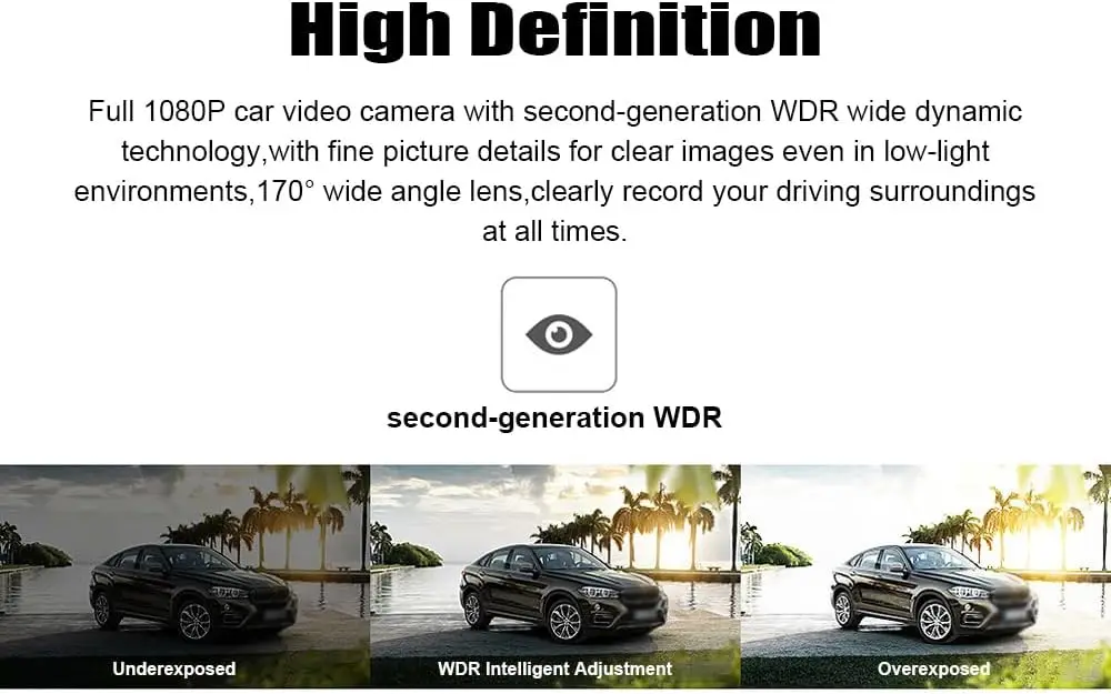 1080P 170 °   كاميرا لوحة قيادة السيارة بزاوية واسعة مع رؤية ليلية وموزع للعلاج العطري