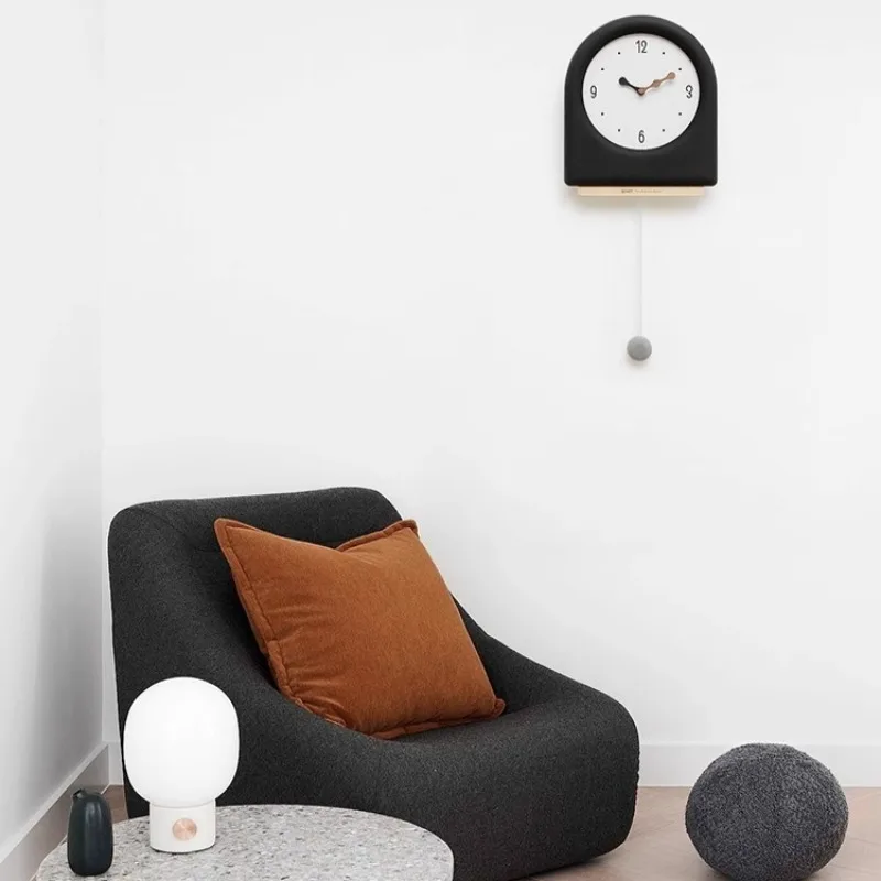 Nordic Swingable Silent Wall Clocks Small-sized Solid Color Living Room Wall Clocks Acrylic Wooden Pointer Luxury Home Decor