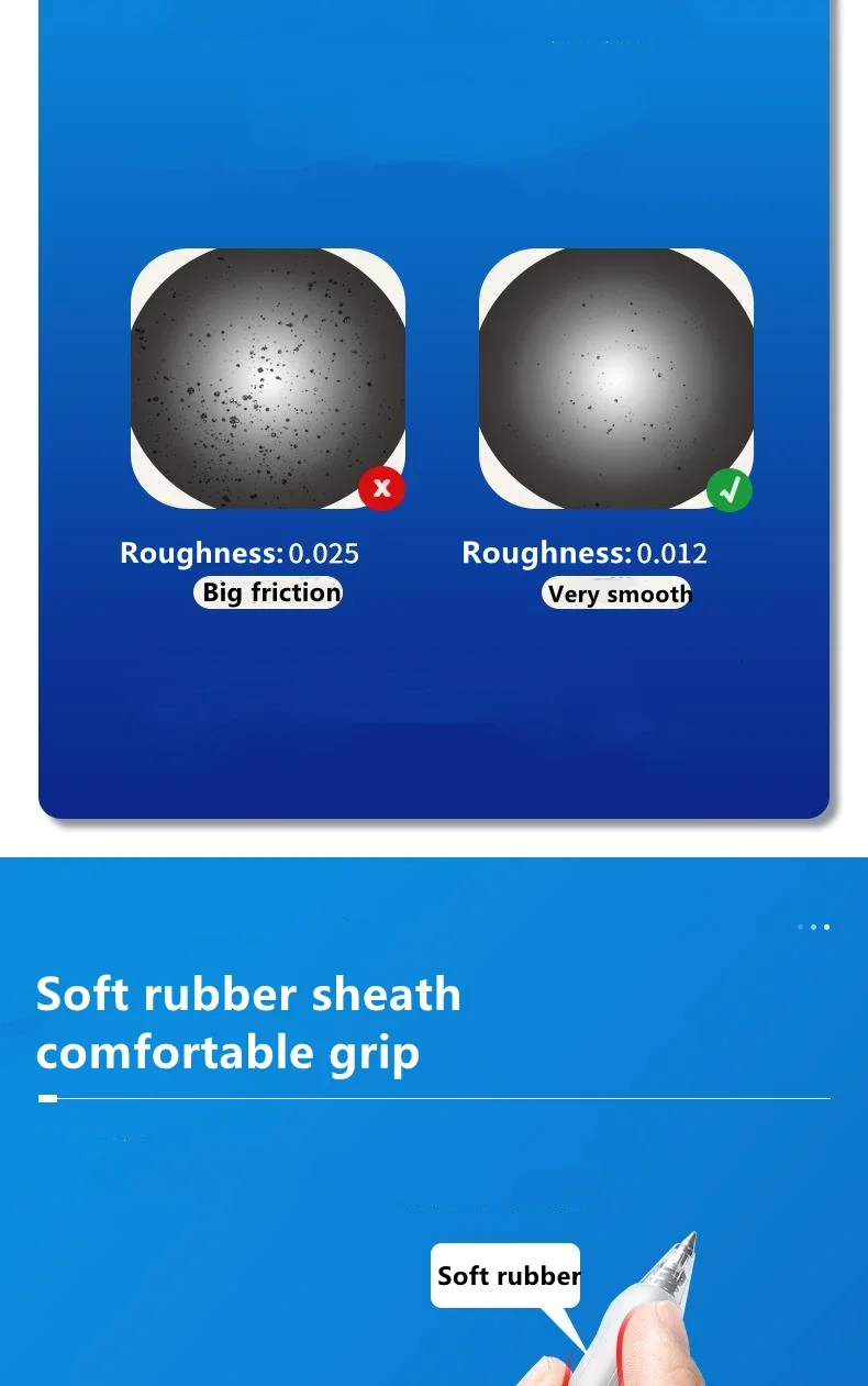 DELI Einziehbare Gelstifte 0,5 mm mit Nachfüllungen, 5 Stück/Set, schwarz, blau, Rundspitze, glattes Schreiben, Büro- und Schulbedarf – Detail 5