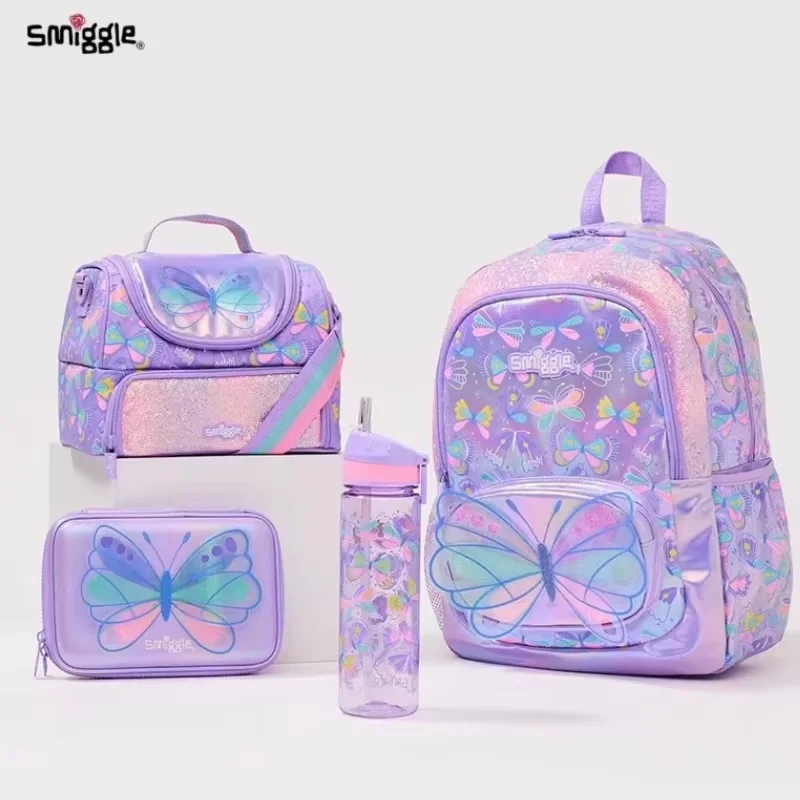 New Cut Australia Smiggle Original Backpack Girls Purple Butterfly Schoolbag Waterproof 16 Inches Fashion Gift Backpack