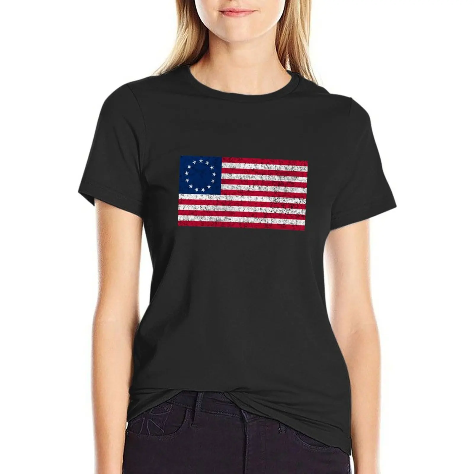 Distressed Betsy Ross Flag T-Shirt shirts graphic tees kawaii clothes aesthetic clothes cotton t shirts Women