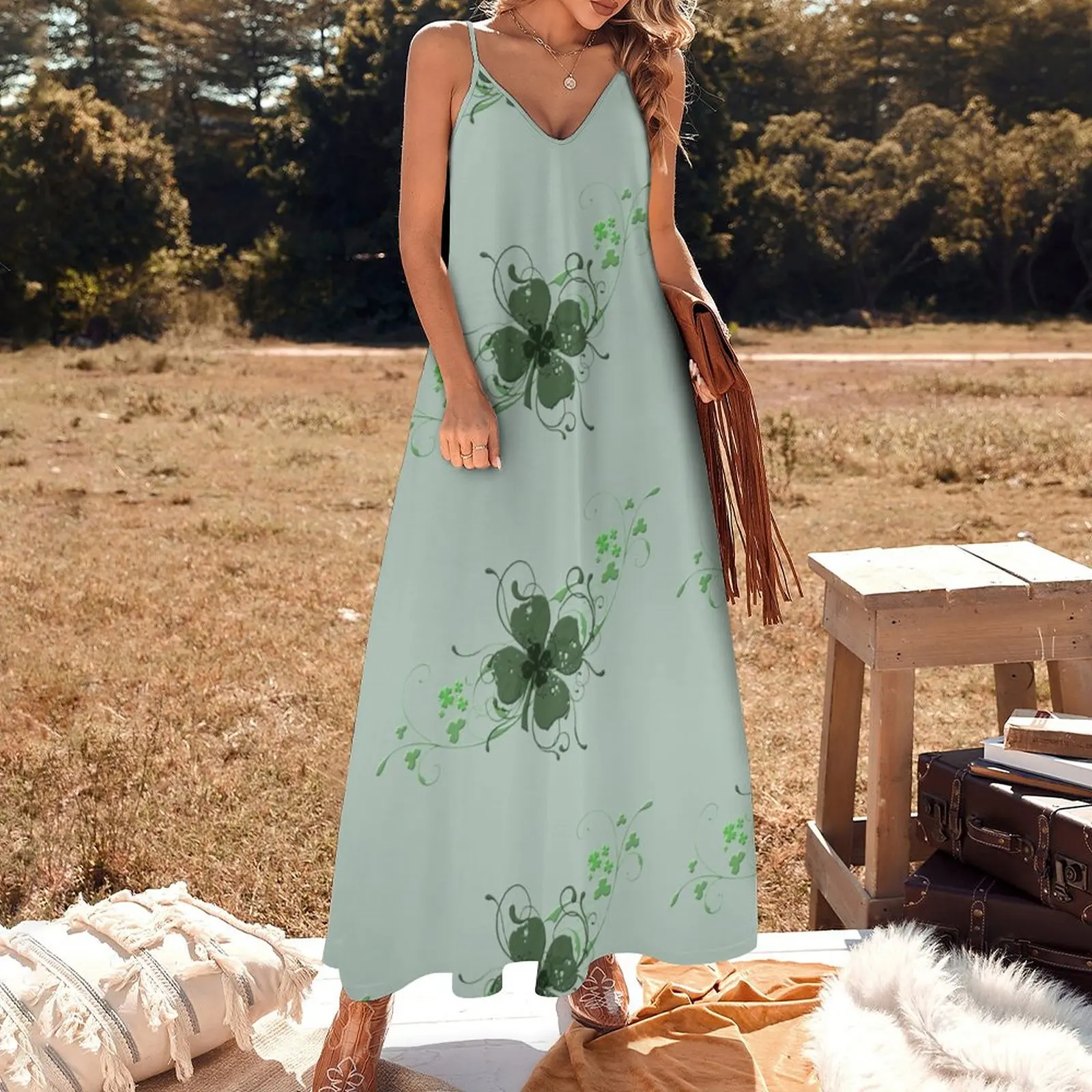 Elegant Shamrock Sleeveless Dress prom dress summer dress daily