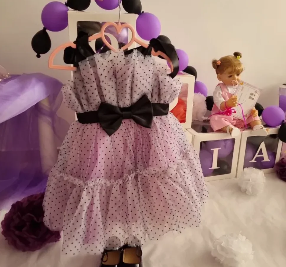 New Baby Summer Girls Boutique Purple Mesh Bow Tutu Dress, Princess Kids Sweet Fashion Party Dresses