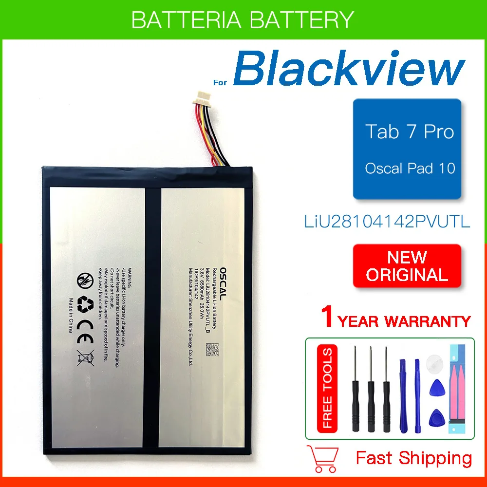 

New Original LiU28104142PVUTL Battery 6580mAh For Blackview Tab 7 Pro OSCAL Pad 10 Tablets High Capacity Phone Battery+Free Tool