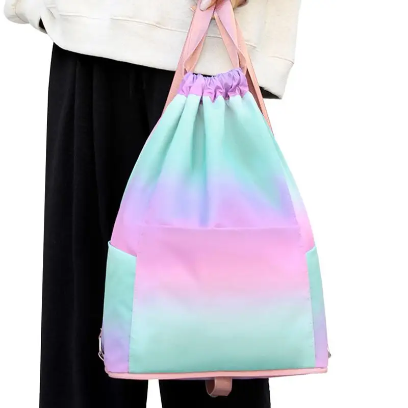 

String Backpack Drawstring Backpack Nylon Portable Waterproof Beach Bag Fashionable Multifunctional Outdoor Mountaineering Women