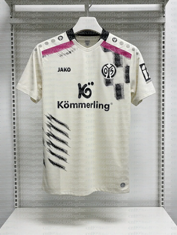 Camiseta de Fútbol de Visitante del Mainz 05 2025/26 para Hombre, Manga Corta, Transpirable, Suave, Versión para Fanáticos, para Partido y Entrenamiento, Ropa Deportiva para Adultos