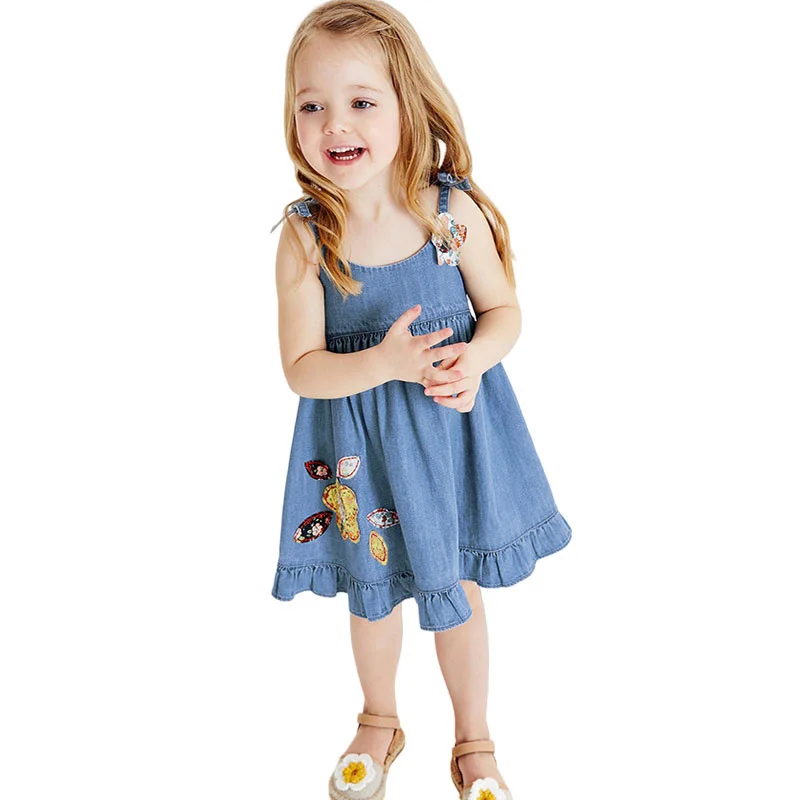 Jumping Meters 5-7 Years Summer Princess Baby Girls Dresses Floral Embroidery Party Birthday Kids Sleeveless Frocks