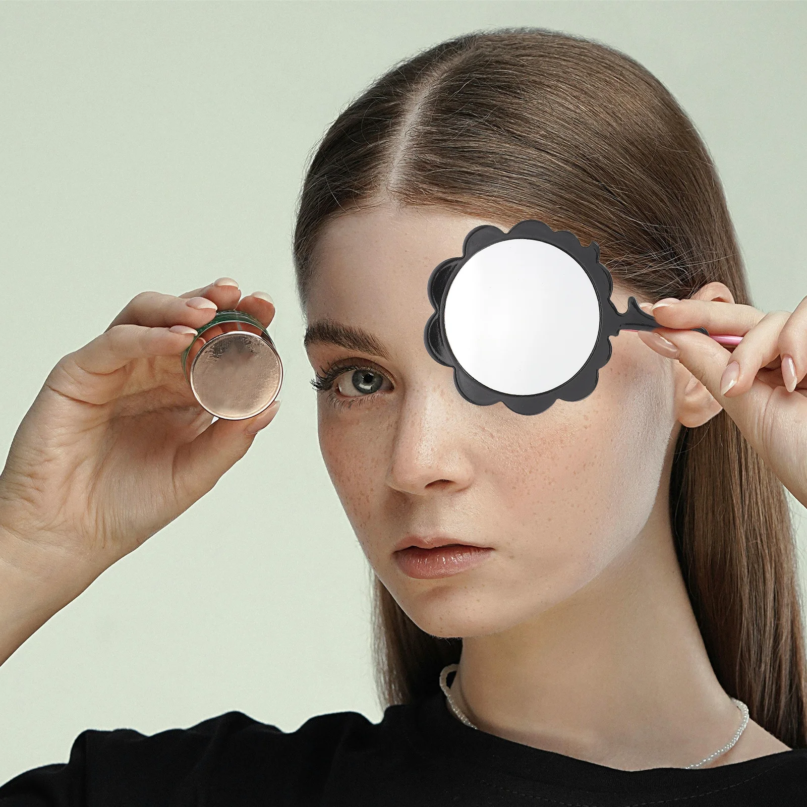 Mini specchio tascabile portatile albero portatile decorazione con strass specchio per trucco compatto in acetato trasparente vanità da viaggio